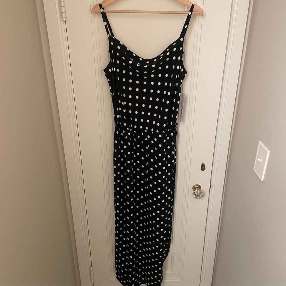 New with tags! Tahari Polka Dot Faux Wrap Maxi Dress